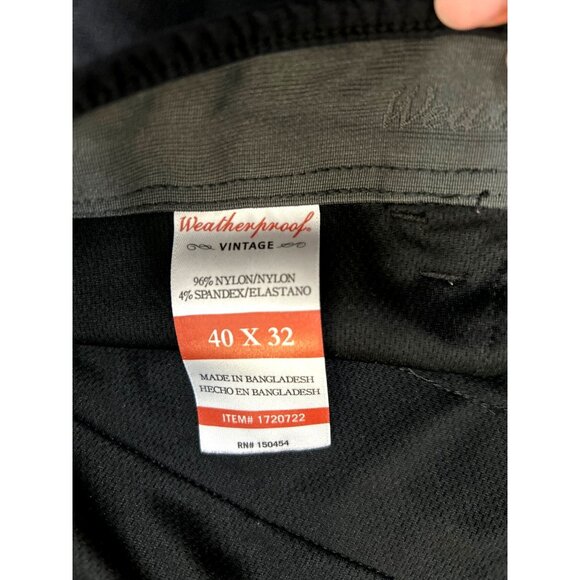 Weatherproof Vintage Mens Black 40x32 Nylon Spandex Stretch Pants - Picture 3 of 6